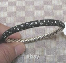 NEW DAVID YURMAN STERLING MIDNIGHT MELANGE DIAMOND BANGLE BRACELET retail $2400