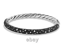 NEW DAVID YURMAN STERLING MIDNIGHT MELANGE DIAMOND BANGLE BRACELET retail $2400