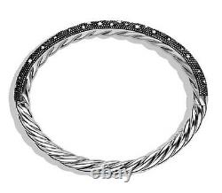 NEW DAVID YURMAN STERLING MIDNIGHT MELANGE DIAMOND BANGLE BRACELET retail $2400