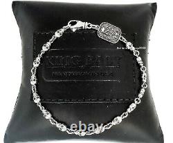 NEW KING BABY STUDIO U. S. A 925 Silver Small Skulls Chain Bracelet K42-7501