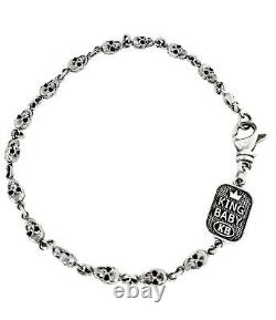 NEW KING BABY STUDIO U. S. A 925 Silver Small Skulls Chain Bracelet K42-7501