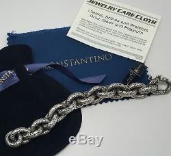 NEW Konstantino. 925 14K Carved Sterling Silver Chunky Bracelet 6.25 wrist NWT
