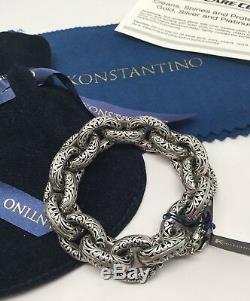 NEW Konstantino. 925 14K Carved Sterling Silver Chunky Bracelet 6.25 wrist NWT