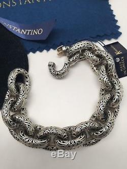 NEW Konstantino. 925 14K Carved Sterling Silver Chunky Bracelet NEW
