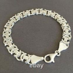 NEW Mens Byzantine Euro King Flat Bracelet 925 Silver Sterling 42GR 8.58 Inch