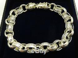 NEW Sterling Silver. 925 Pattern & Plain Belcher Bracelet 28 grams 8 3/4 G1170