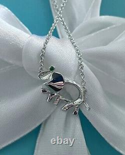 NEW Tiffany & co Save the Wild Elephant Charm With Tsavorite Chain Bracelet 6.5