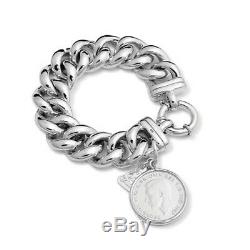 NEW Von Treskow Bracelet Big Mama Sterling Silver Curb Link Florin Coin VTB335
