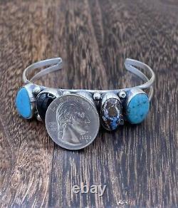 Native American Navajo Handmade Sterling Silver Multi Stone color Cuff Bracelet