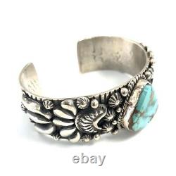 Native American Sterling Silver Navajo Handmade Royston Turquoise Cuff Bracelet