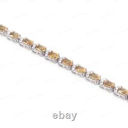 Natural 6x4 mm Oval Cut Yellow Citrine Gemstone 925 Sterling Silver Bracelet