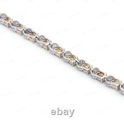 Natural 6x4 mm Oval Cut Yellow Citrine Gemstone 925 Sterling Silver Bracelet