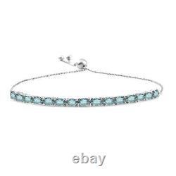 Natural Aquamarine Oval 925 Sterling Silver Adjustable Bracelet Jewelry