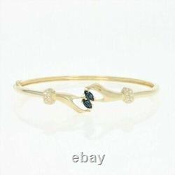 Natural Blue Sapphire 14K Yellow Gold Finish 2.00Ct Marquise Cut Claddagh Bangle