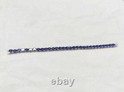 Natural Blue Sapphire Gemstone 925 Sterling Silver Tennis Bracelet For Women