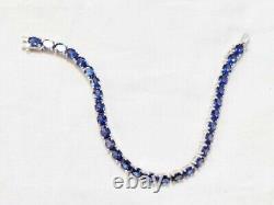 Natural Blue Sapphire Gemstone 925 Sterling Silver Tennis Bracelet For Women