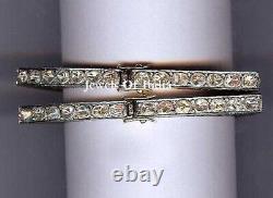 Natural Diamond Polki 925 Sterling Silver Victorian 2 Pieces Bracelet Bangle