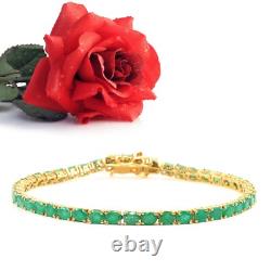 Natural Emerald Gemstone 925 Sterling Silver New Year Gift Tennis Bracelet