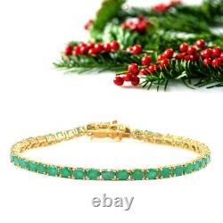 Natural Emerald Gemstone 925 Sterling Silver New Year Gift Tennis Bracelet