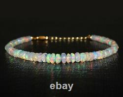 Natural Ethiopian Opal Bracelet 925 Sterling Silver Healing Gemstone Women Gift