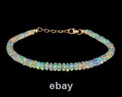 Natural Ethiopian Opal Bracelet 925 Sterling Silver Healing Gemstone Women Gift