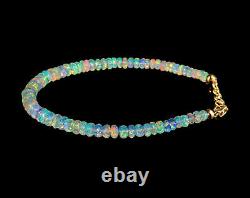 Natural Ethiopian Opal Bracelet 925 Sterling Silver Healing Gemstone Women Gift