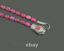 Natural Ethiopian Pink Opal Gemstone 925 Sterling Silver Cobra Tennis Bracelet