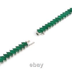 Natural Green Onyx Gemstone Tennis Bracelet 925 Sterling Silver May Birthstone