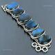 Natural Labradorite 925 Sterling Silver Chain Art Deco Vintage Bracelet Jewelry