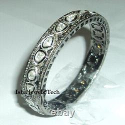 Natural Pave Diamond & Diamond Polki Gold & 925 Sterling Silver Bangle Bracelet