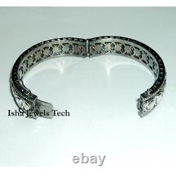 Natural Pave Diamond & Diamond Polki Gold & 925 Sterling Silver Bangle Bracelet