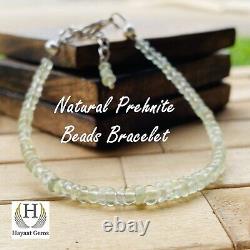 Natural Prehnite Beaded Beads Bracelet Smooth Beads Bracelet Loose Gemstone