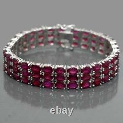 Natural Ruby Bracelet, 925Sterling Sliver, Three Line Tennis Bracelet, Gift For Her