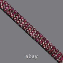 Natural Ruby Bracelet, 925Sterling Sliver, Three Line Tennis Bracelet, Gift For Her