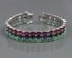 Natural Ruby & Emerald Sapphire Mix Gemstone Bracelet, 925 Sterling Silver, Gift