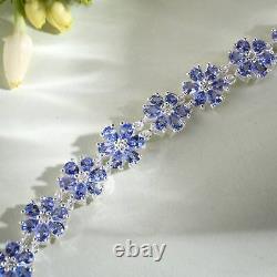 Natural Tanzanite Floral Bracelet in Sterling Silver, Tanzanite Bracelet For her