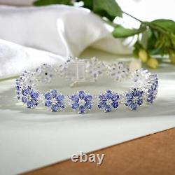 Natural Tanzanite Floral Bracelet in Sterling Silver, Tanzanite Bracelet For her