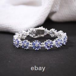 Natural Tanzanite Floral Bracelet in Sterling Silver, Tanzanite Bracelet For her