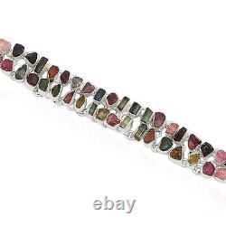 Natural Tourmaline Gemstone Chain Bracelet 925 Sterling Silver Jewelry For Women