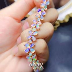Natural White Opal Bracelet, Opal Bracelet Sterling Silver, Rose Gold White Opal