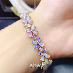 Natural White Opal Bracelet, Opal Bracelet Sterling Silver, Rose Gold White Opal
