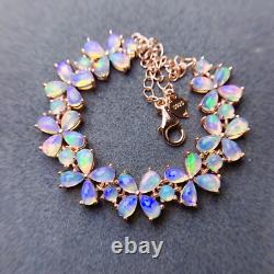 Natural White Opal Bracelet, Opal Bracelet Sterling Silver, Rose Gold White Opal