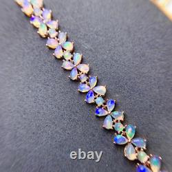 Natural White Opal Bracelet, Opal Bracelet Sterling Silver, Rose Gold White Opal