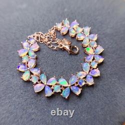 Natural White Opal Bracelet, Opal Bracelet Sterling Silver, Rose Gold White Opal