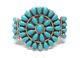 Navajo Handmade Sterling Silver Turquoise Cluster Cuff Bracelet- Pamela Benally