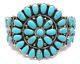 Navajo Handmade Turquoise Cluster Sterling Silver Bracelet -juliana Williams