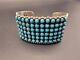 Navajo Paul Livingston Sterling Silver Cuff Bracelet With 72 Turquoise Stones