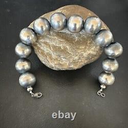 Navajo Pearl 18mm Round Beads 9 Sterling Silver Bracelet 17161