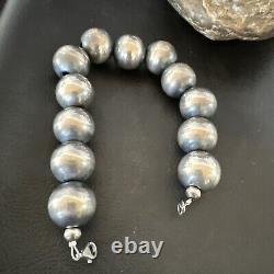 Navajo Pearl 18mm Round Beads 9 Sterling Silver Bracelet 17161