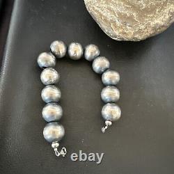 Navajo Pearl 18mm Round Beads 9 Sterling Silver Bracelet 17161